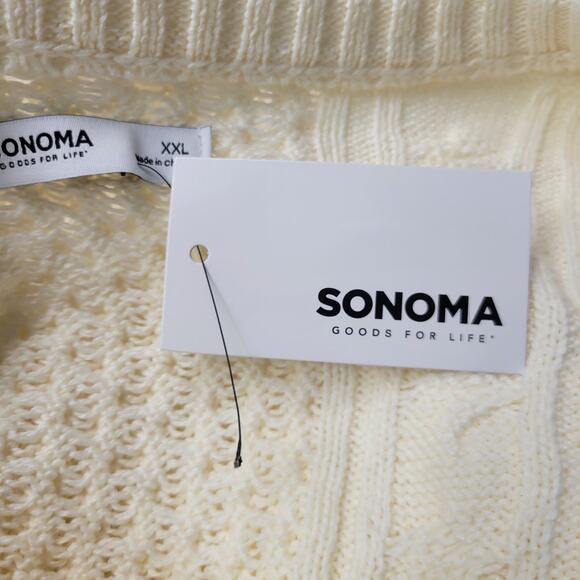 Sonoma Sweater Mens XXL Cream Ivory Cable Knit Pullover Crewneck Long Sleeves - Picture 3 of 16